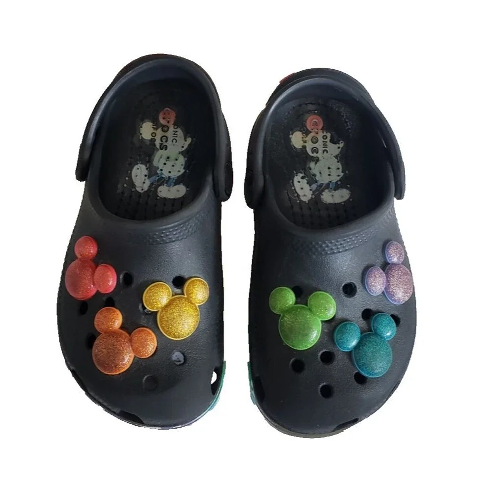 Toddler Disney Pride Black And rainbow Mickey Classic Crocs Toddler Sz C 9